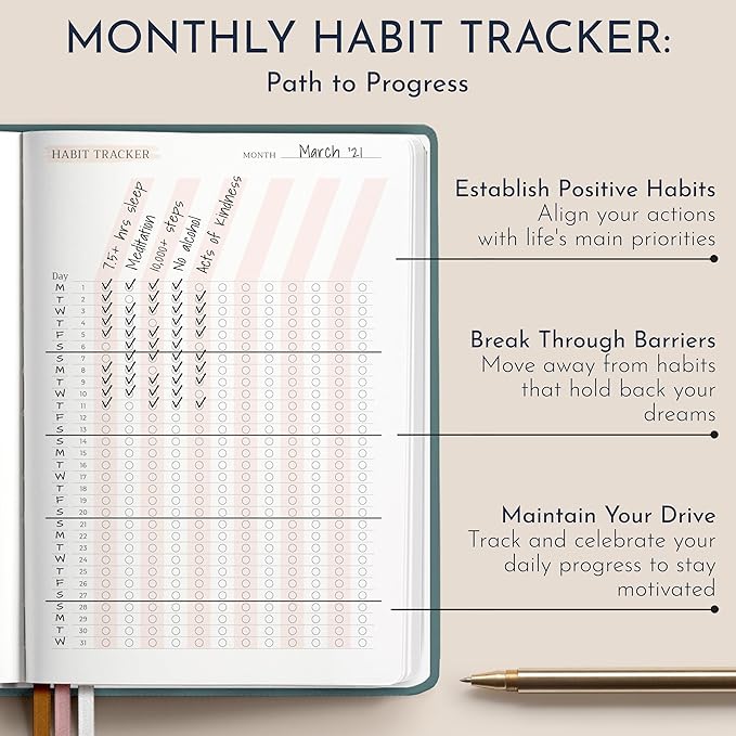 RYVE Daily Gratitude Journal for Women: 6-Month Guided Positivity & Wellness Journal with Prompts - Affirmation, Mindfulness, Self Help & Reflection, Gratitude Journal Notebook, Manifestation Journal