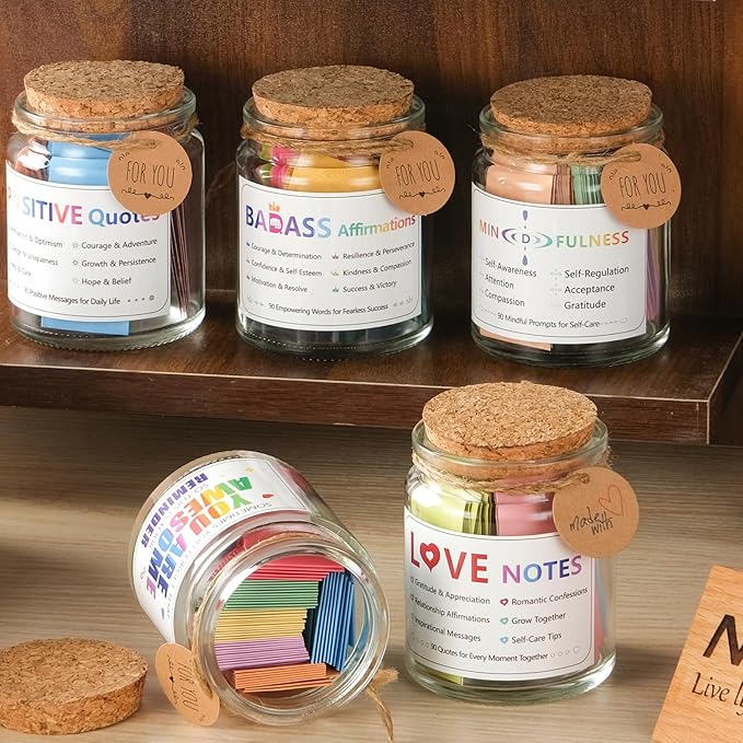 90 Love Notes Jar Romantic Anniversaries Birthdays Gifts Girlfriend Boyfriend Wife and Husband Newlyweds Bridal Shower Gift Couples Wedding Valentine Gifts Long Distance Gift