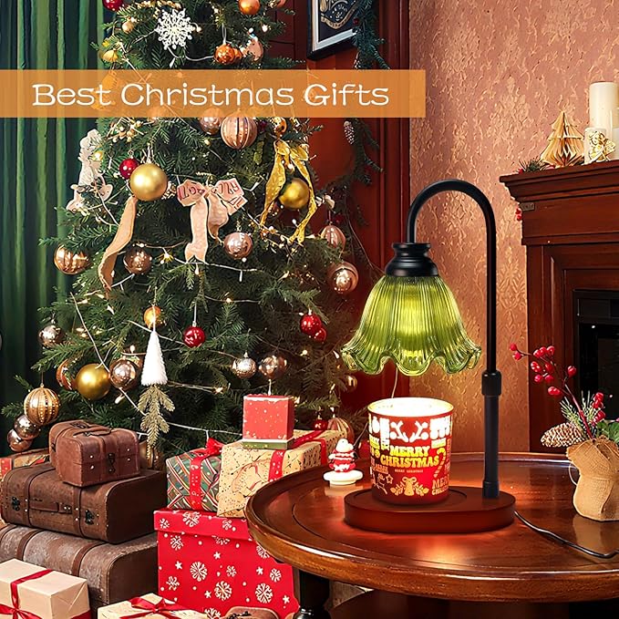 Candle Warmer Lamp with Timer Dimmable: Birthday Gifts for Women Mom,Wax Melt Warmer for Jar Candles, Vintage Home Decor, House Warming Gifts New Home (Green)