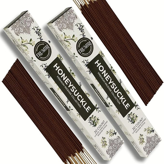 Honeysuckle Incense Sticks - Total 40 Insence-Sticks - Dual Pack of 20 Insense - Inciensos - Inscents - Natural Non Toxic Ingredients - Incents - Incence - Inscense - Insents