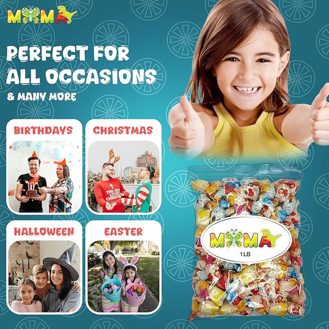 Fruit Filled Hard Candy Individually Wrapped - 2 lb Delicious Assorted Variety Pack for Snacking & Sharing - Bag of Candy for Mima's Summer Mega Sale & Valentines Day