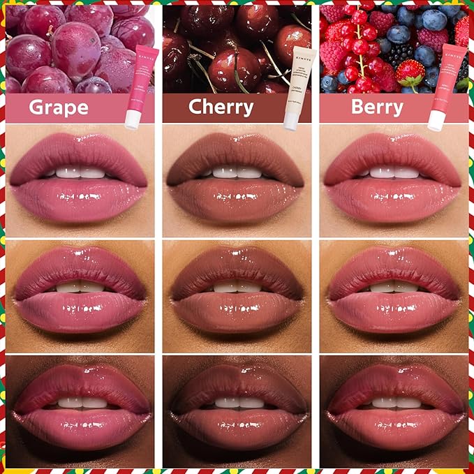 KIMUSE 3 Pack Tinted Lip Butter Hydration Balm, Hydrating Lip Treatment with Hyaluronic Acid & Vitamin E, Moisturizing Lip Balm for Shine & Hydration, Vegan Formula