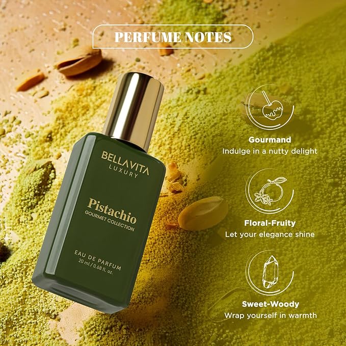 BELLAVITA Luxury Gourmand Perfume Gift Set for Men & Women | Treat Inspired Fruity Scent with Warm & Cozy Vanilla, Mango & Pistachio notes | Signature Sweet Scent | Gourmet Eau de Parfum