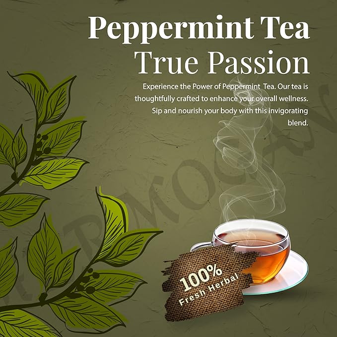 HERBOGANIC Peppermint Herbal Tea - Digestion Support and Immune Boost | Refreshing and Delicious Blend | Natural Ingredients | 20 Tea Bags