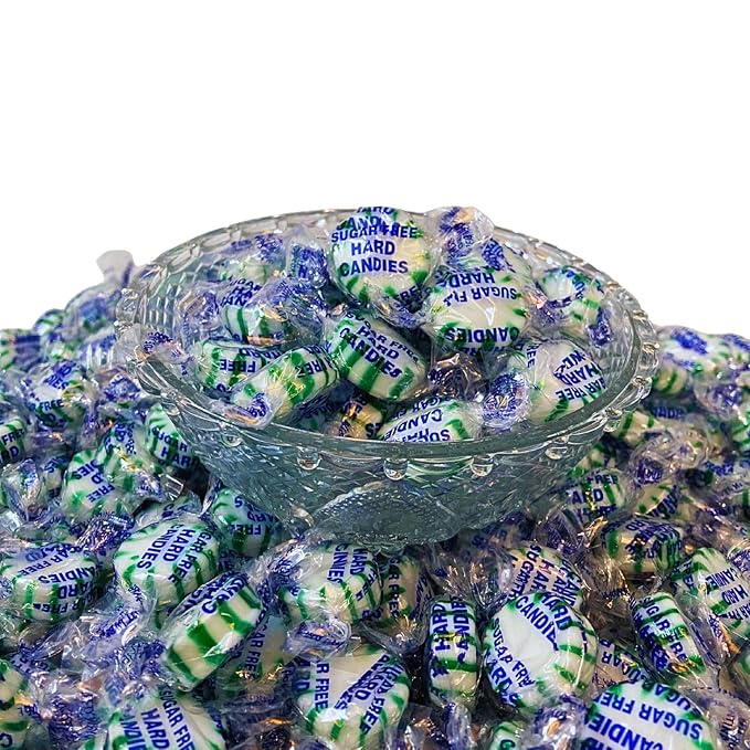 Halloween Sugar Free Spearmint Mints Hard Candy - 1 lb Bulk Bag Individually Wrapped Keto And Diabetic Friendly Gourmet Spearmint Flavored Candies (16oz)