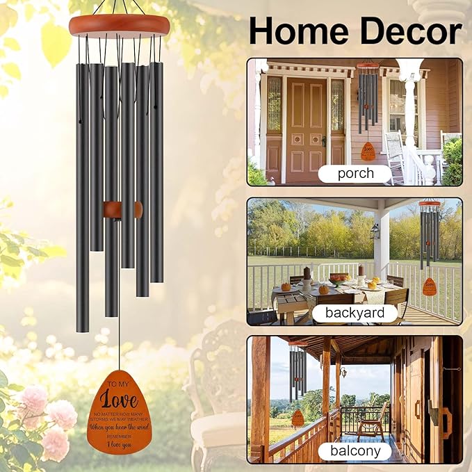 Gifts for Him Her Boyfriend Girlfriend, to My Love 32'' Wind Chimes Gift for Home Decor, Wedding Anniversary Birthday Gifts for Women Men, Romantic I Love You Gift for Couples Wife Husband Christmas