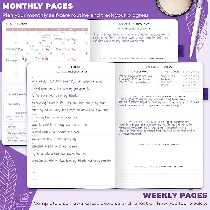 Clever Fox Self-Care Journal – Wellness & Daily Reflection Notebook – Mental Health & Personal Development – Self-Care, Meditation & Mood Journal for Women & Men – Large (Purple)