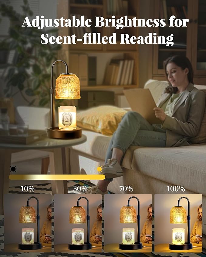 Dimmable Candle Warmer Lamp with Timer Adjustable Height, Mothers Day Birthday Gifts for Mom, Home Decor Housewarming Gifts for Women, Modern Electric Wax Melt Warmer for Scented Jar Candles