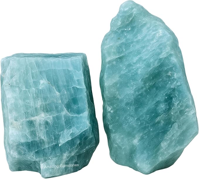 Amazing Gemstone Aquamarine Raw Crystals and Healing Stones, Natural Rocks for Tumbling - DIY Raw Stones and Crystals, 2 Pieces