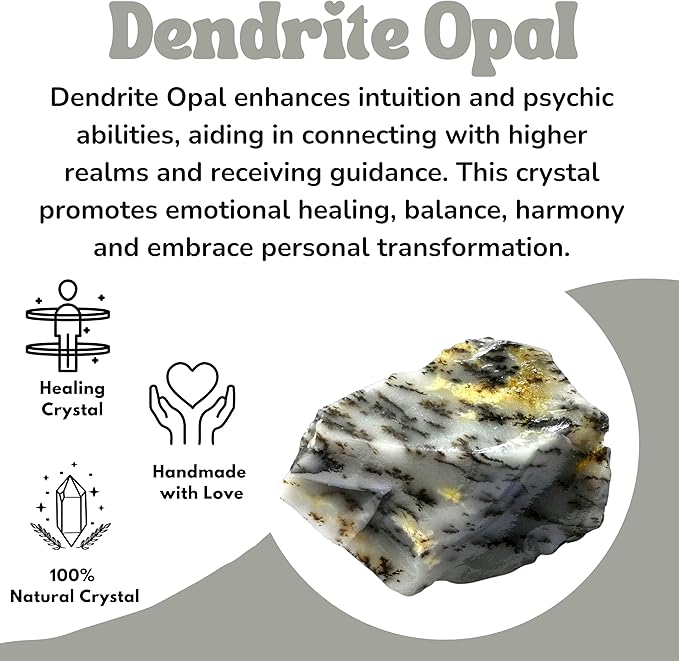 Amazing Gemstone Dendrite Opal Raw Crystals and Healing Stones, Natural Rocks for Tumbling - DIY Raw Stones and Crystals, 2 Pieces
