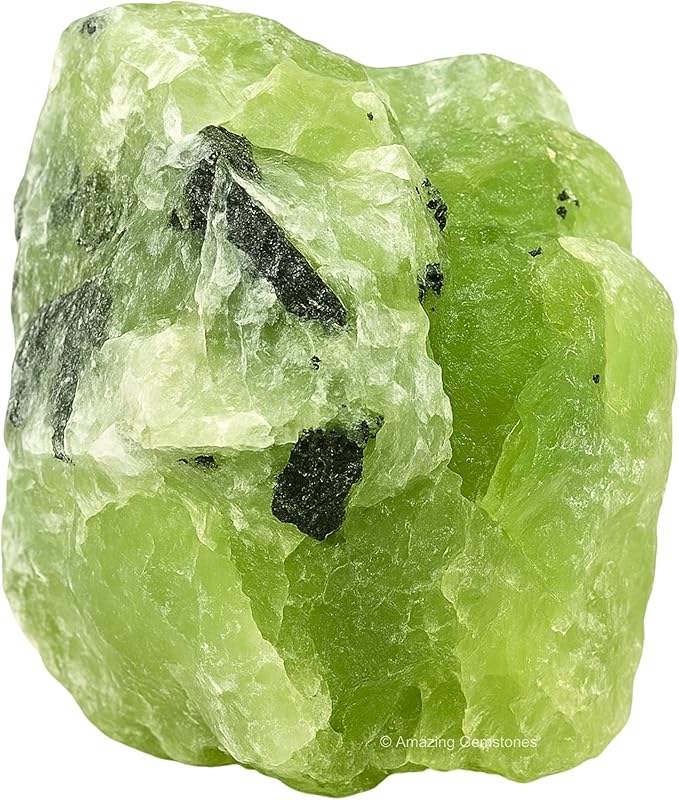 Amazing Gemstone 2 Pieces Prehnite Raw Crystals and Healing Stones, Natural Rocks for Tumbling and DIY Raw Stones and Crystals