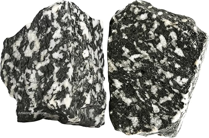 Amazing Gemstone Black & White Tourmaline Raw Crystals and Healing Stones, Natural Rocks for Tumbling - DIY Raw Stones and Crystals, 2 Pieces