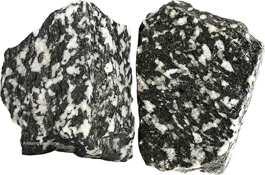 Amazing Gemstone Black & White Tourmaline Raw Crystals and Healing Stones, Natural Rocks for Tumbling - DIY Raw Stones and Crystals, 2 Pieces