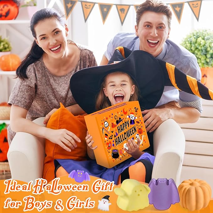 9 Pack Halloween Bath Bombs for Kids, Halloween Bubble Kids Bath Bombs with Surprise Toy Inside, Halloween Treat Bags Gifts for Kids Girls Boys