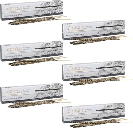 Tulasi White Sage Smudge Incense Sticks Pack – 48 Natural Smudge Sticks (6 Boxes x 8), Long Burning (55 Min), Aromatherapy, Spiritual Cleansing, Meditation, Air Purifying Incense, Thanks Giving