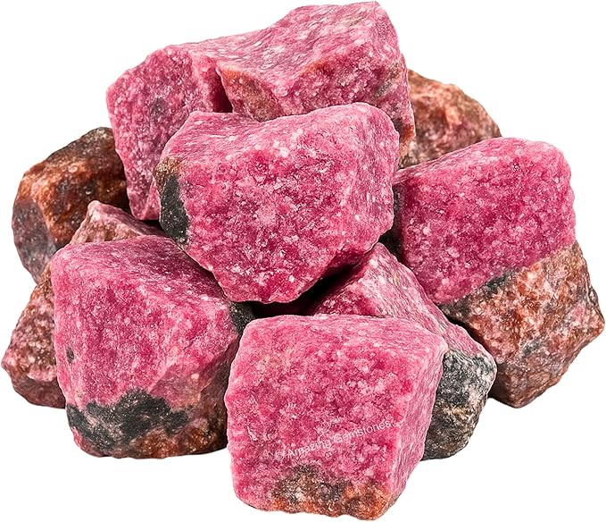 Amazing Gemstone 2 Pieces Rhodonite Raw Crystals and Healing Stones, Natural Rocks for Tumbling and DIY Raw Stones and Crystals