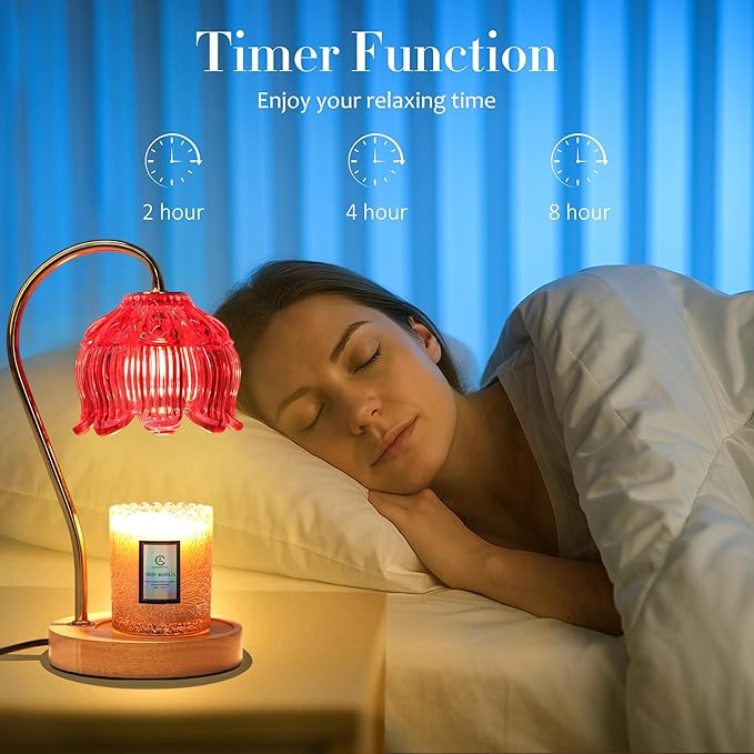 Flower Candle Warmer Lamp with Timer & Dimmer - Fits All Jar Scented Candles - Valentine's & Mother's Day Gift for Women，Wife