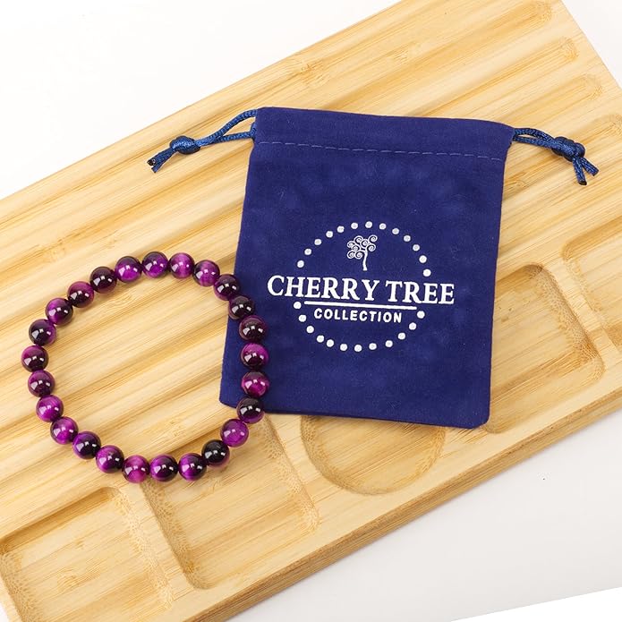 Cherry Tree Collection - Small, Medium, Large Sizes - Gemstone Beaded Bracelets For Women and Men - 8mm Round Beads