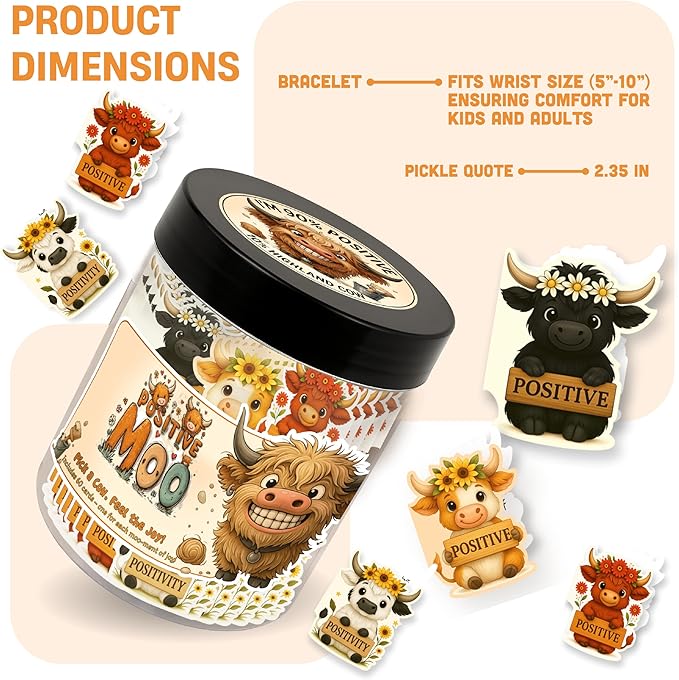 Positive Moo Jar with 60 Affirmation Cards - Emotional Support Moo, Highland Cow Gifts, Highland Cow Decor, Cow Decor, Highland Cow, Highland Cow Gift For Women, Cow Gifts