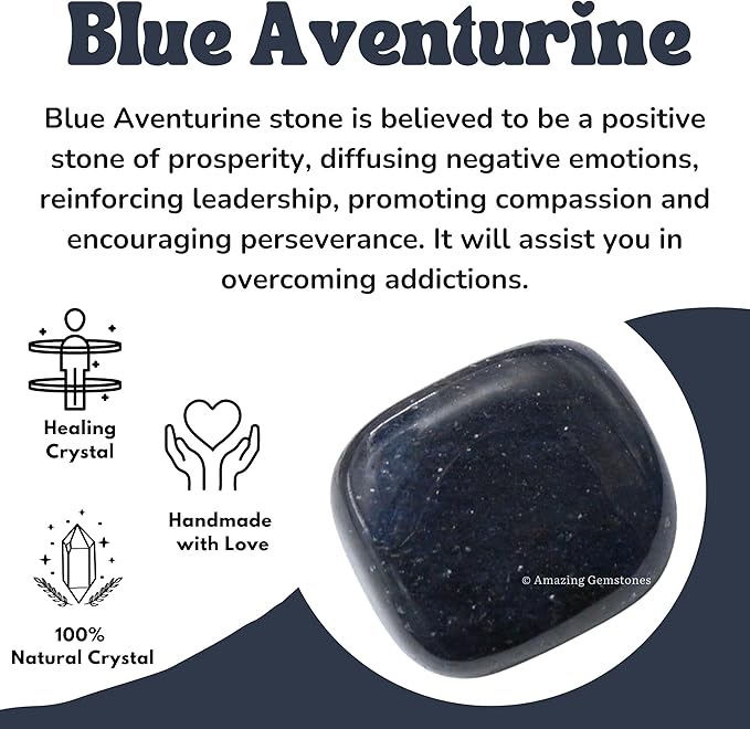 Amazing Gemstone Blue Aventurine Crystals and Healing Stones Tumbled - 1000+ Carats, Healing Stones for Energy Balance, Stress Relief - Premium Polished Gems Rocks for Meditation and Wellness