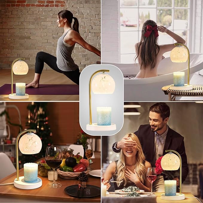 Candle Warmer Lamp Gifts for Women - Dimmable Scented Wax Melt Warmer with Timer - Housewarming Gifts for Home Bedroom Decor, Xmas Birthday Gifts for Mom, 2 Bulbs, White
