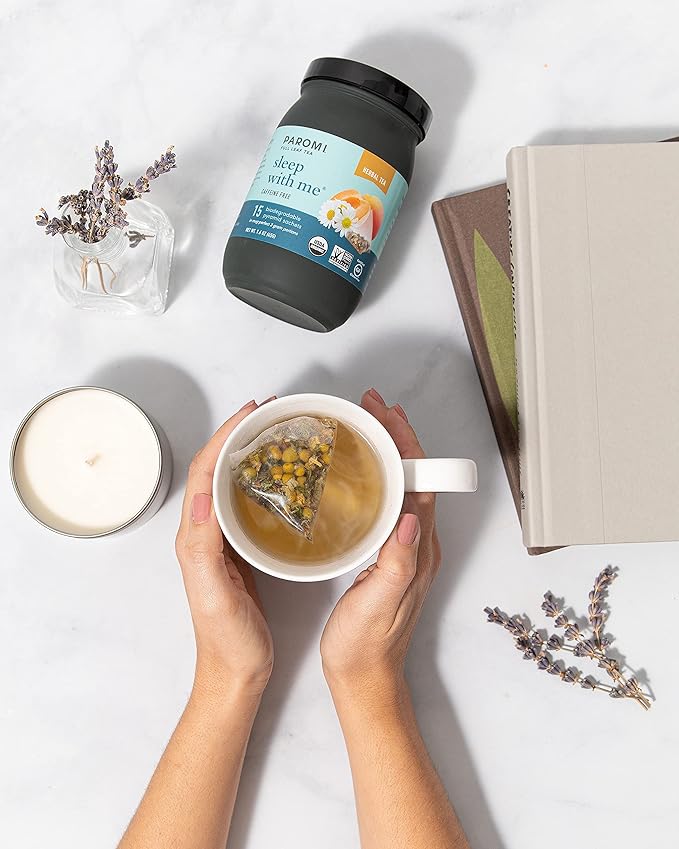 Paromi Sleep with Me Organic Herbal Tea, Signature Jar, 15 Count (Pack of 6)