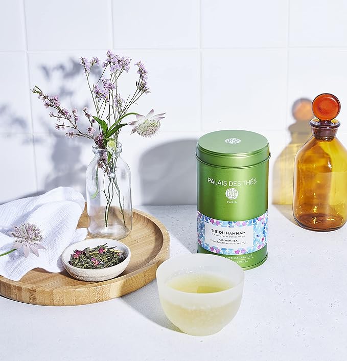 Palais des Thés - Hammam Tea - Green Tea, Rose & Red Berries - Premium Loose Leaf, Serves 20-25 Cups - 3.5oz Tin