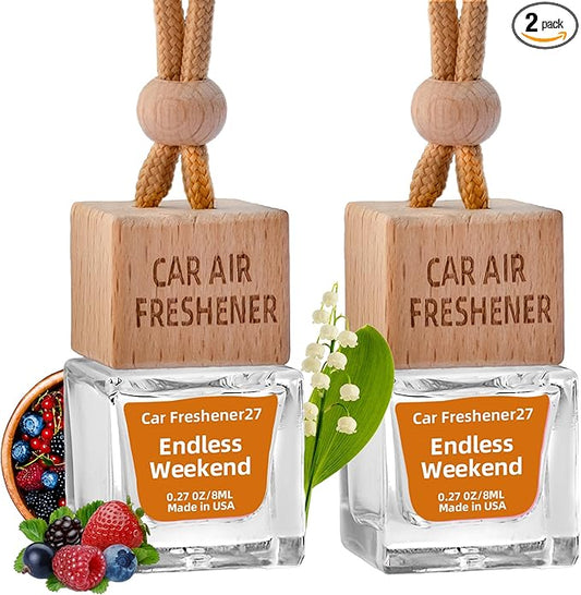 Car Air Freshener Hanging Diffuser – Long-Lasting Essential Oil Scent (Up to 60 Days) – Non-Toxic & Eco-Friendly – 2-Pack Auto Fresheners Made in USA