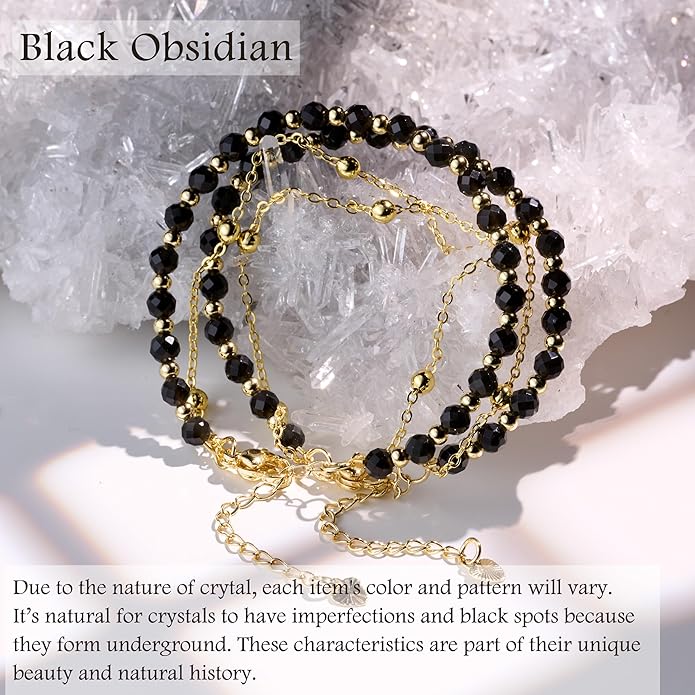 Farfume Crystal Bracelet Beaded Bracelets for Women 4mm Natural Stone Beads Gemstone Handmade Anxiety Jewelry Gifts