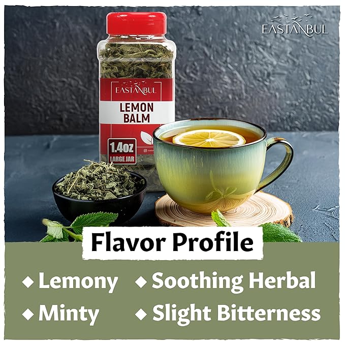 Eastanbul Lemon Balm Leaf, 1.4oz Lemon Balm Tea Loose Leaf & Pure, Melissa Tea, Te De Toronjil Morado, Dried Herb, Natural, No Caffeine, Natural, Vegan, Non GMO