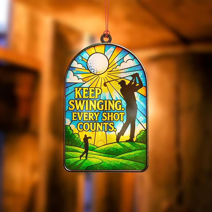 Golf Gifts For Men Golfers, Golf Christmas Ornament, Golf Decor, Positive Golf, Christmas Ornament 2025, Suncatcher Effect Window Hanging, Car Hanging Accessories