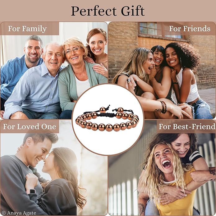 Energy Protection Crystal Handmade Adjustable Bead Bracelet Perfect for Men, Women’s Gift - Gemstone Healing Stretch Bracelet Pulsera Para Hombre Mujer Stocking Stuffer