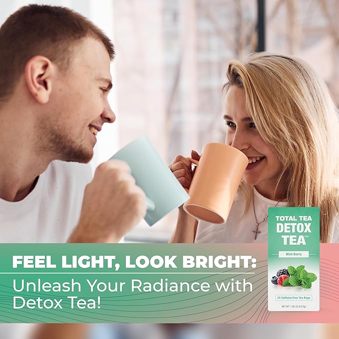 Total Tea Slimming Detox Tea for a Healthy Weight Support - Caffeine Free - Herbal Tea with Chamomile, Hibiscus, Ginger Root for Colon Cleanse - Natural Mint Tea for Digestive Health