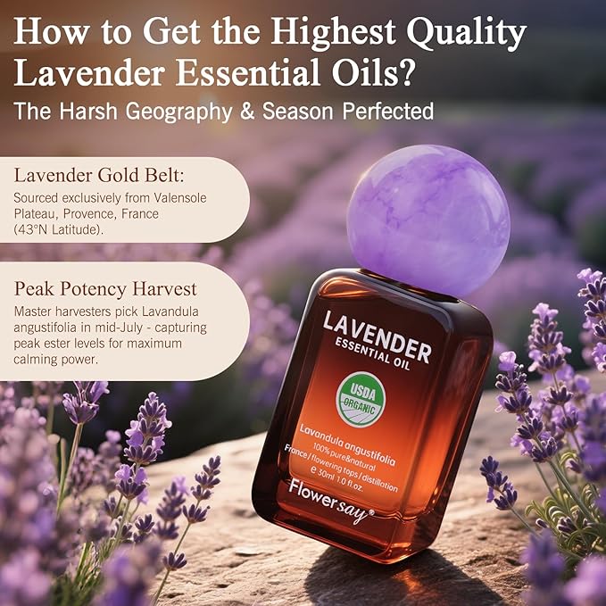 Flower Say Lavender Essential Oil for Skin, 100% Pure Lavender Oil for Massage, Sleep Support, Hair Growth, Aromatherapy, Gift -30ml