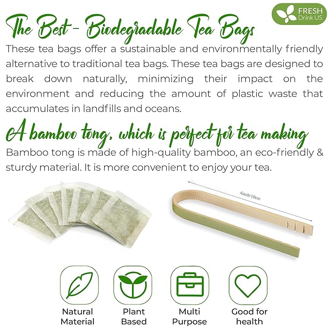 FreshDrinkUS, Premium 33 Soursop Graviola Leaf Tea Bags, 100% Natural & Pure from Soursop Leaves, Hoja Guanabana Herbal Tea. Made with Natural Material Tea Bags. No Sugar, No Caffeine, Vegan.