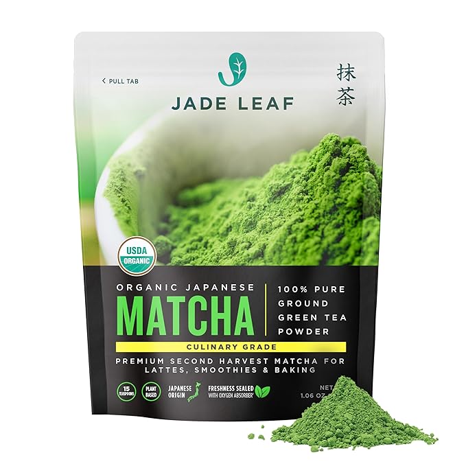 Jade Leaf Matcha Organic Green Tea Powder - Culinary Grade Premium Second Harvest - Authentic Japanese Origin (1.06 Ounce Resealable Pouch)