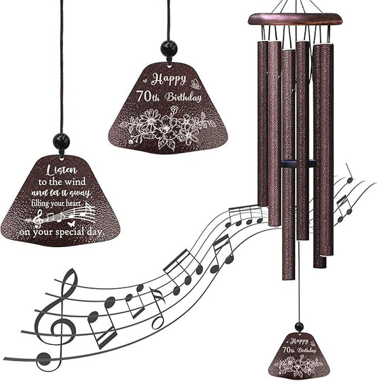 70th Birthday Gifts for Women/Men, 70th Birthday Decorations 32” Wind Chimes Outside, 70 Year Old/1955 Bday Gifts for Men/Women