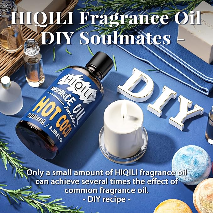 HIQILI Hot Coco Essential Oil 100ml - Winter Fragrance Oil for Aromatherapy, Home Diffuser, Car Freshies, DIY Candle Soap Perfume Making, 3.38 Fl Oz