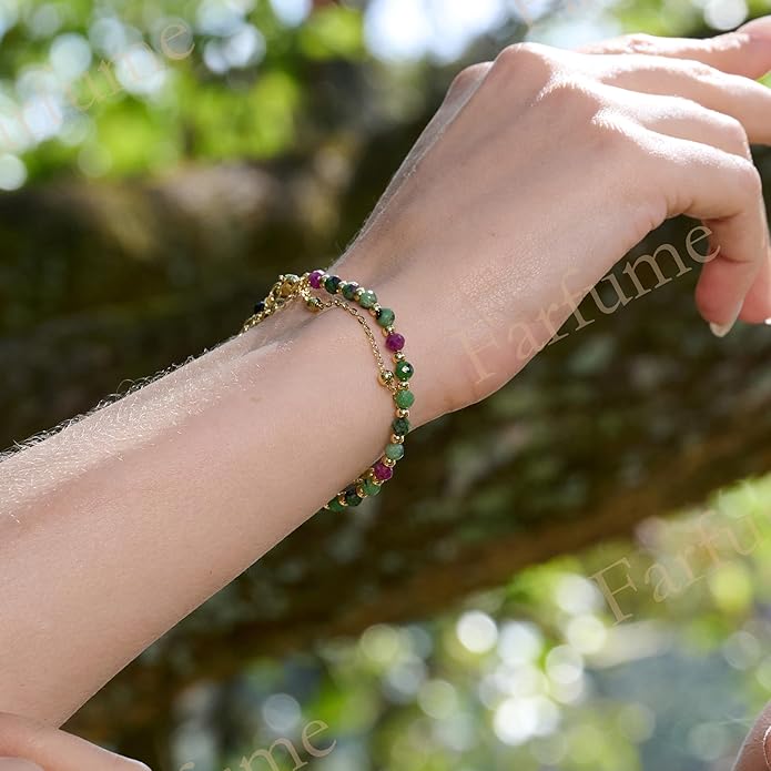 Farfume Crystal Bracelet Beaded Bracelets for Women 4mm Natural Stone Beads Gemstone Handmade Anxiety Jewelry Gifts