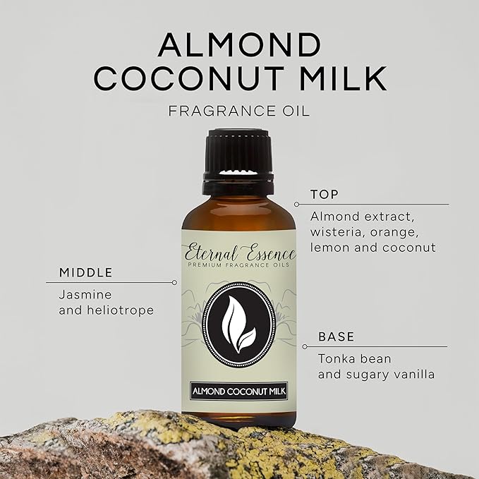Eternal Essence Oils Almond Coconut Milk 30ml Premium Fragrance Oil - for Candle, Soap Making, Aromatherapy, Diffusers, Home Care, & Humidifiers