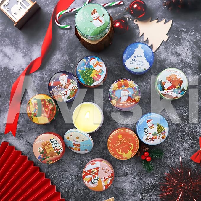 12 PCS Christmas Scented Candles, 2.5OZ Jar Candles, 12 Christmas Fragrances Candle Set for Women, Mom, Grandma, Godmother, Coworker, Teacher