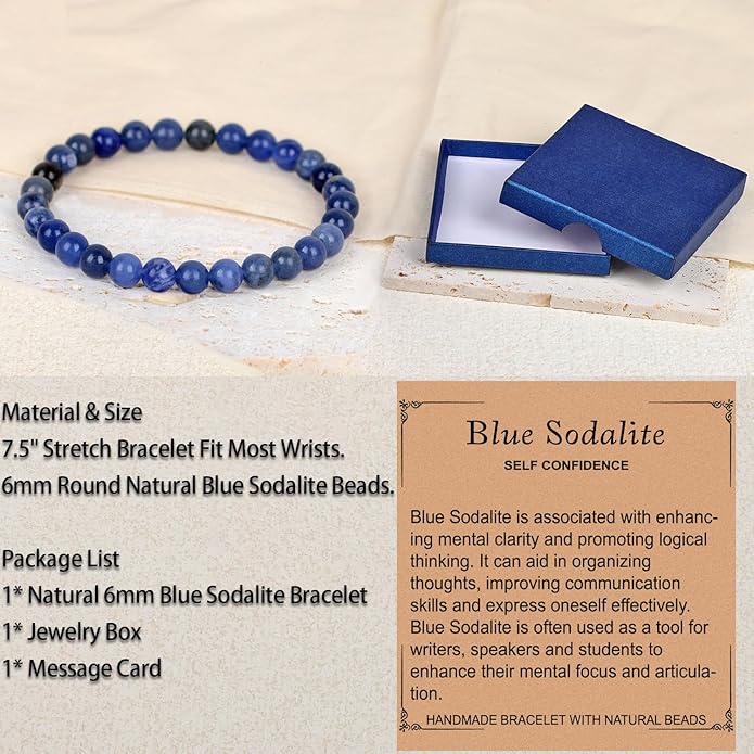 LPBeads Handmade Natural Gemstone Stretch Elastic Bracelet Healing Crystal Round Stone Beads Jewelry Gifts for Women Men