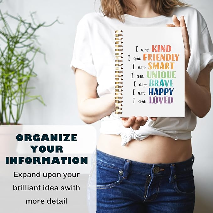 BearCake Positive Affirmation Gifts, I am Kind Smart Brave Affirmations Notebook, Inspirational Notebooks, Affirmation Journal, Encouragement Gifts, Hardcover Spiral Notebook 5.5x8.3