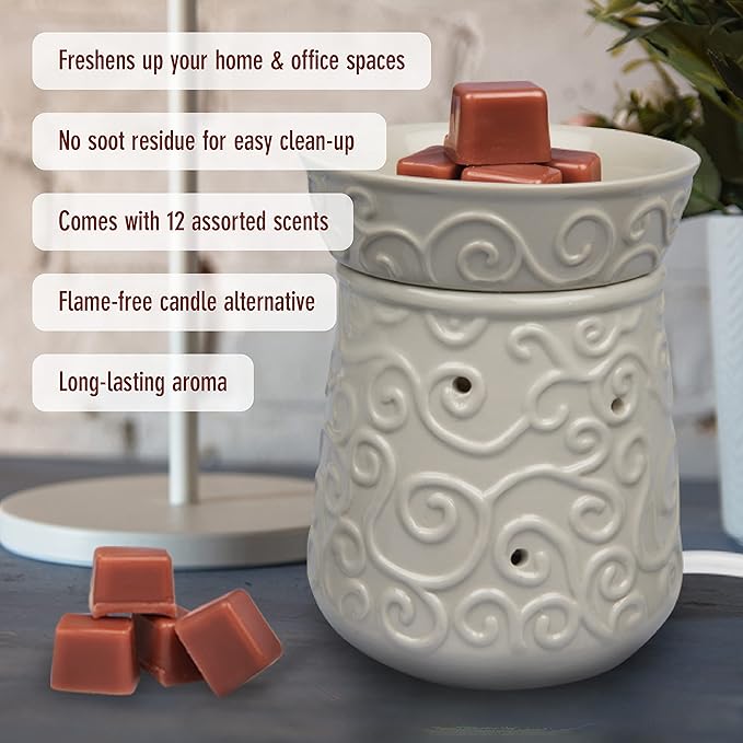 D'Eco Floral Scented Wax Melts - 12 Count Variety Pack Home Fragrances - Long Lasting Scented Wax Tarts for Warmers - Rose, Pine, Winter Berry, Lavender, Jasmine, Sea Salt Linen, Lilac & Nature Scents