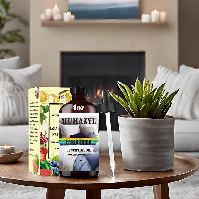 Fresh Linen Essential Oil, Fresh Linen Oil 4 Fl Oz 120ML for Diffuser Humidifier Yoga Cleaning DIY Candle Soap Making Fragrance Oils