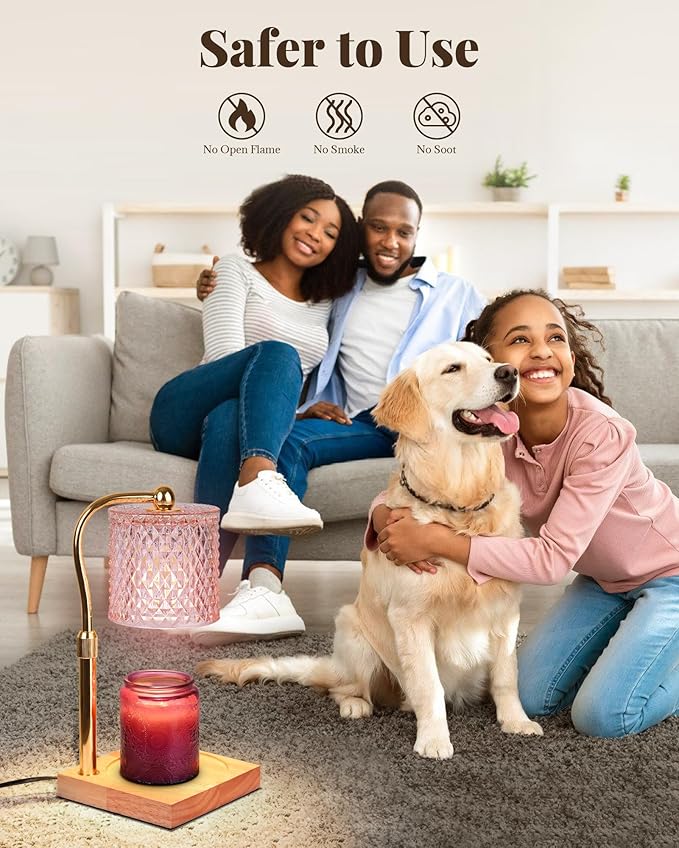 Candle Warmer Lamp with Timer Dimmer Adjustable Height, White Elephant Gifts for Women, House Warming New Home Decor Gifts for Mom, Electric Wax Warmer for Jar Candles, Pink