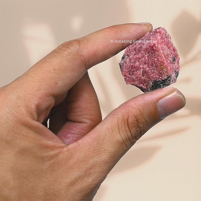 Amazing Gemstone 2 Pieces Rhodonite Raw Crystals and Healing Stones, Natural Rocks for Tumbling and DIY Raw Stones and Crystals