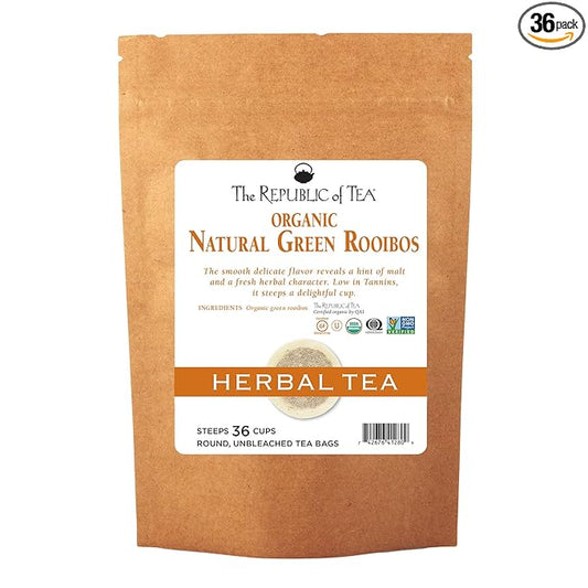 The Republic of Tea 100% Organic Natural Green Rooibos Tea Bags, 36 Tea Bag Refill