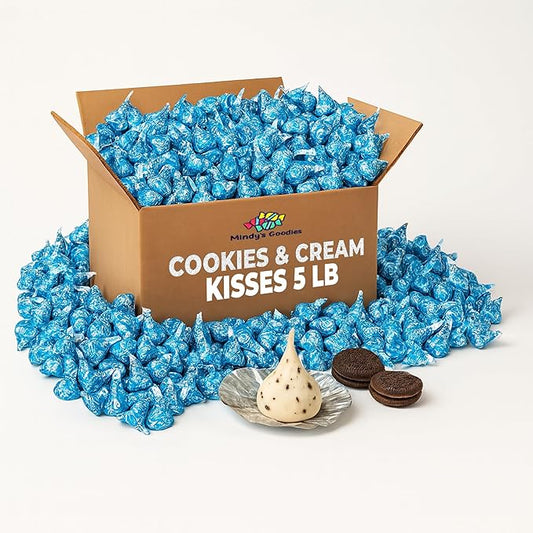Cookies & Cream Kisses, 5lb Pack of Cookies & Cream.Chocolate Individually Wrapped, Ideal Blue Candy Bulk for Parties and Gatherings, Perfect Kisses Chocolates for Candy Buffets, Gift Baskets, and Sweet Treats