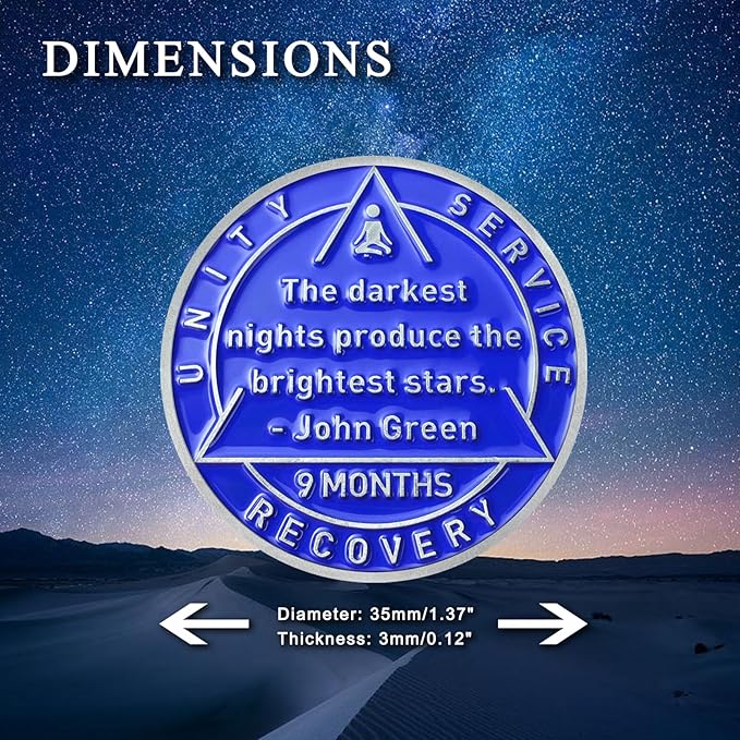 9 Month Sobriety Coin Sobriety Chips AA Chip AA Coins Sober Token Recovery Medallion NA Chips NA Coins from 1 to 12 Months Plastic case Included-9 Month Baking Paint